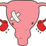 cartoon beat up uterus with boxing gloves