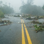 Debri in road during typhoon